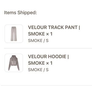 Skims VELOUR TRACK PANT & HOODIE- SMOKE